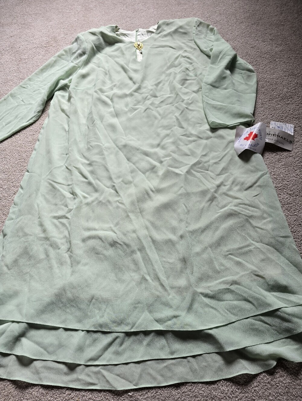 NWT Vintage 90s Lori Michaels Plus Size 20 Mint Green Dress Made in Canada